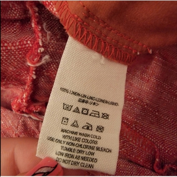 Free People Red Linen Shorts Size 4 - Picture 5 of 9